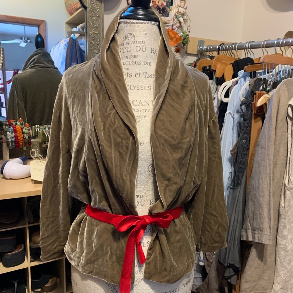 TAUPE VELVET JACKET size M #20 - Picture 2 of 11
